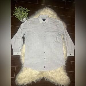 JF J.Ferrar black/white polka dots button down sz XL